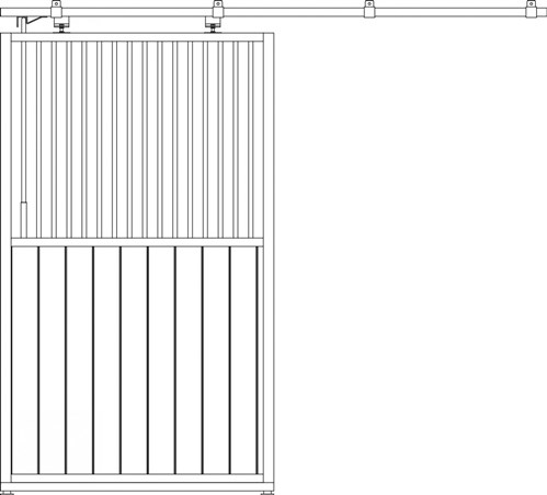 Schuifdeur voor paardenbox, voor wandmontage, Douglashout