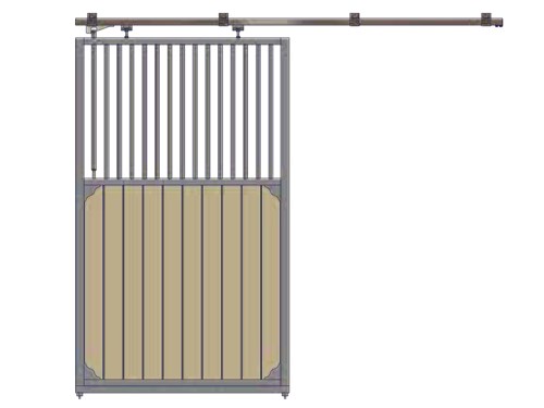 Schuifdeur voor paardenbox, voor wandmontage, Bongossi hout