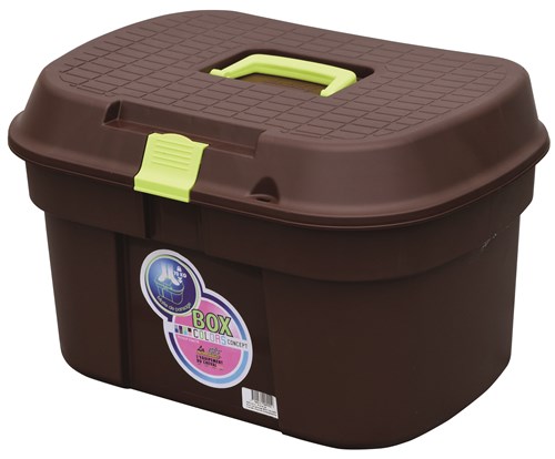 Malle de pansage "BOX COLORS XL" chocolat foncé/pistache