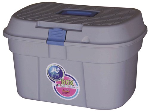 Malle de pansage "BOX COLORS XL" grise/turquoise