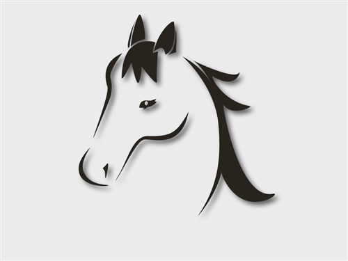 Autocollant design, Tête de cheval noir, environ 40x40cm