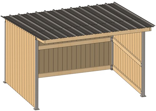 Abri 3,18x4,18 Bardage agricole Douglas 19 mm Ardoise