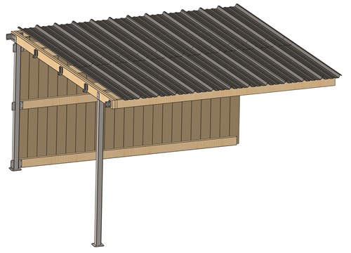 Extension d'abri 4,09x4,18 Bardage agricole Douglas 19 mm
