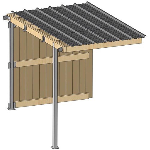 Extension abri Lg.2,09 mxP 3,18 m Planche Douglas 32mm bac acier Gris