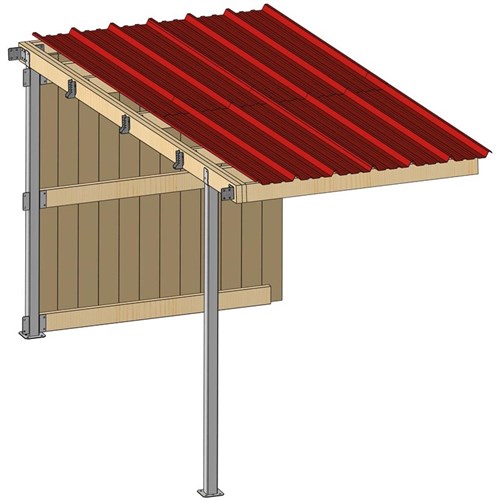 Extension abri Lg.2,20 mxP 4,18 m Clin 42mm bac acier Bdx
