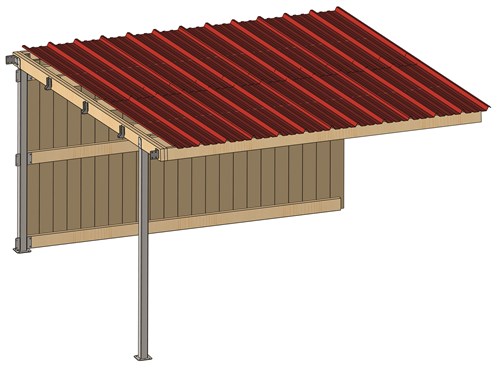 Extension d'abri 4,09x4,18 Bardage agricole Douglas 19 mm
