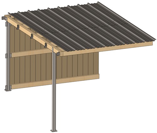 Extension d'abri 3,09x4,18 Bardage agricole Douglas 19 mm