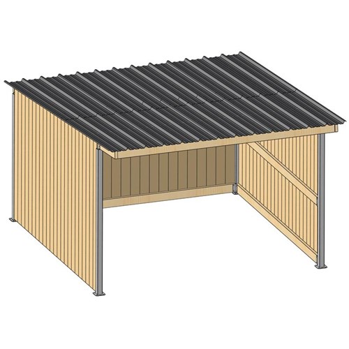 Abri 4,18x4,18 Bardage agricole Douglas 19 mm Ardoise
