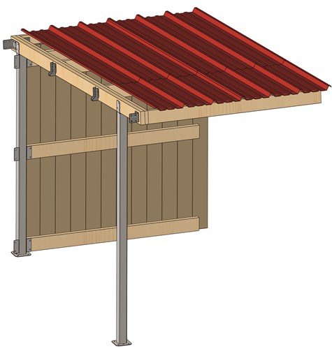 Extension abri Lg.2,09 mxP.3,18 m Planche Douglas 19mm bac acier Bdx