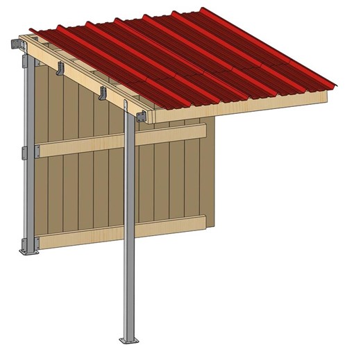 Extension abri Lg.2,09 mxP 3,18 m Planche Douglas 32mm bac acier Bdx