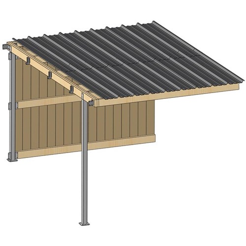 Extension d'abri 3,09x4,18 Planche Douglas 32 mm Ardoise