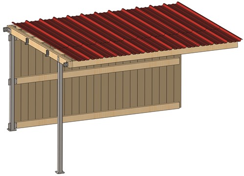 Extension d'abri 4,09x3,18 Bardage agricole Douglas 19 mm