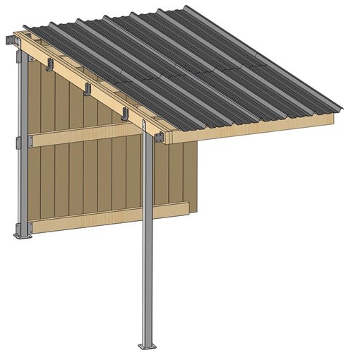 Extension abri Lg.2,20 mxP 4,18 m Clin 42mm bac acier Gris