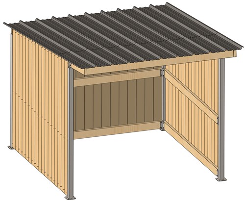 Abri 3,18x3,18 Bardage agricole Douglas 19 mm Ardoise