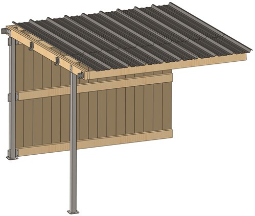 Extension d'abri 3,09x3,18 Bardage agricole Douglas 19 mm Ardoise