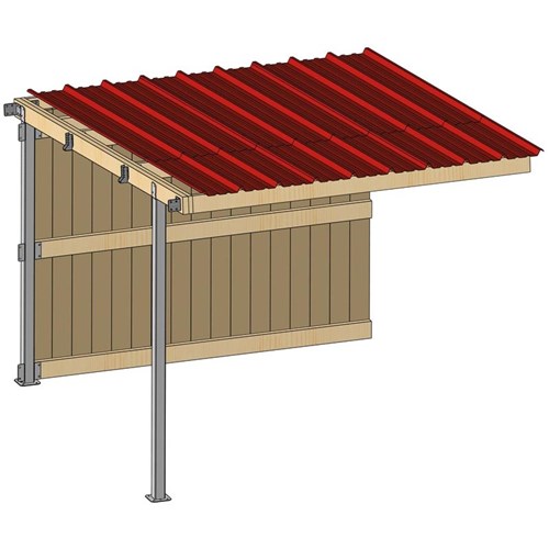 Extension d'abri 3,09x3,18 Planche Douglas 32 mm Bordeaux